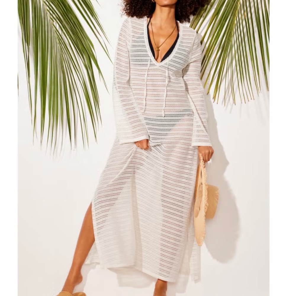 New Swimsuits For All Long Crochet Vneck Swimsuit Coverup Plus Size 14 16 1X
